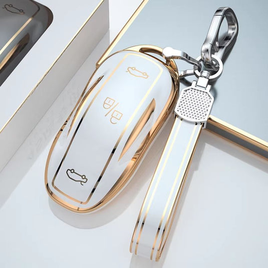 Tesla TPU + Plating Finish Car Key Fob Protective Cover Case For Model S, X