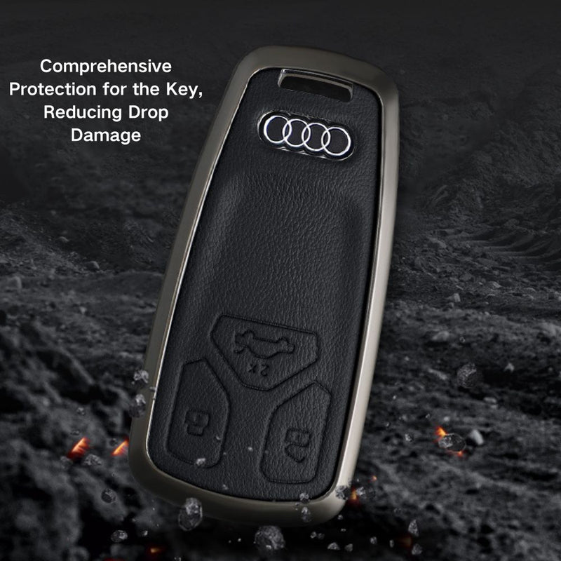 Load image into Gallery viewer, Audi Zinc Alloy + Leather Car Key Case For A4, A5, A6,A8, Q2, Q5, Q7
