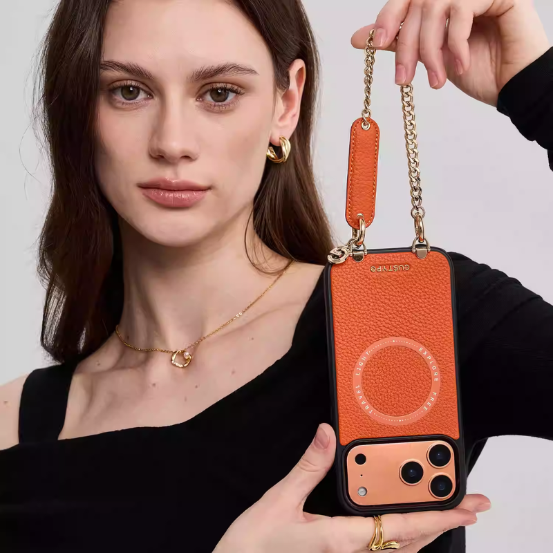 Load image into Gallery viewer, [Magsafe Compatible] Apple iPhone 17/Pro/Pro Max - Custype Portable Premium Leather Protective Case with Chain
