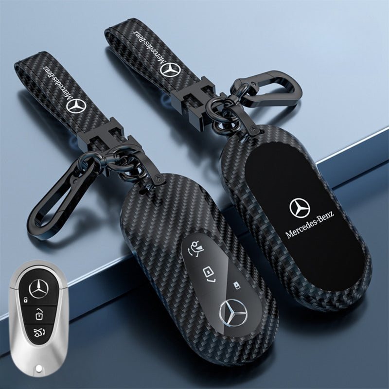 Load image into Gallery viewer, Mercedes Benz Zinc Alloy + Carbon Fiber Texture Car Key Case For Benz A, B, C, E, S, G-Class, GLA, GLB, GLC, GLE, GLS, CLA, CLS, EQC
