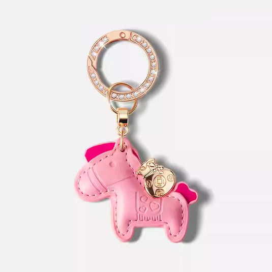 Hinne Personalized Creative Leather Keychain Rhinestone Charm & Pendant