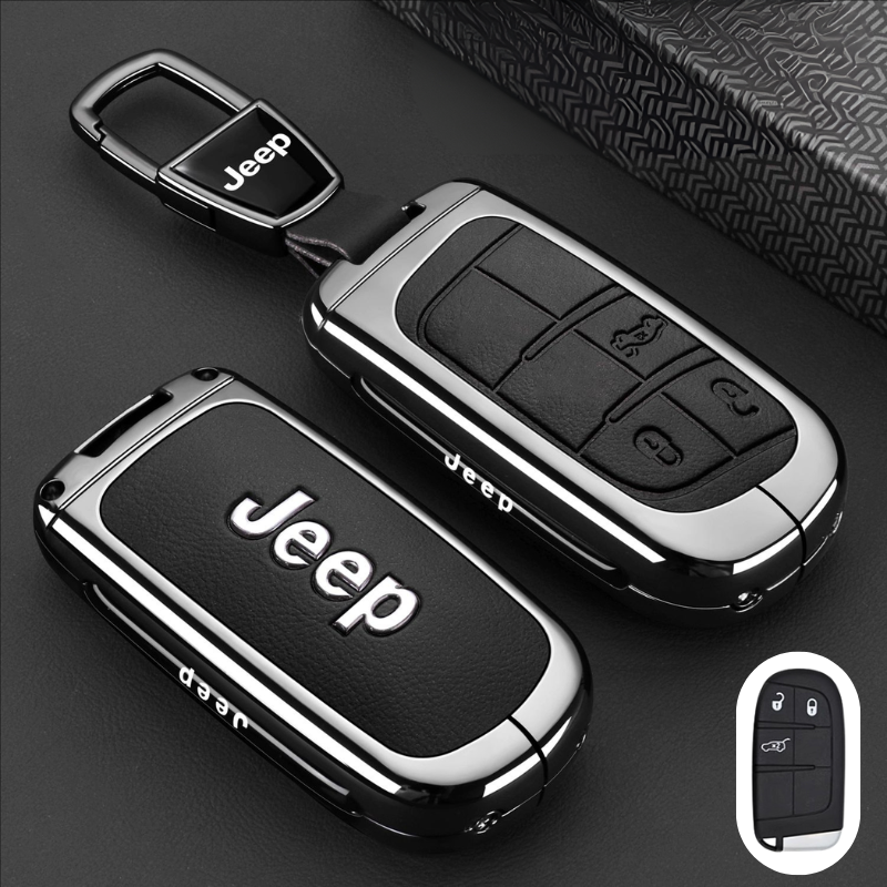 Load image into Gallery viewer, Jeep Premium Leather Protection Car Key Fob Case Cover for Grand Cherokee, Renegade, Compass, Commander, Cherokee - i-Station Mobile Phone &amp; Electronic Device Repair and Accessories
