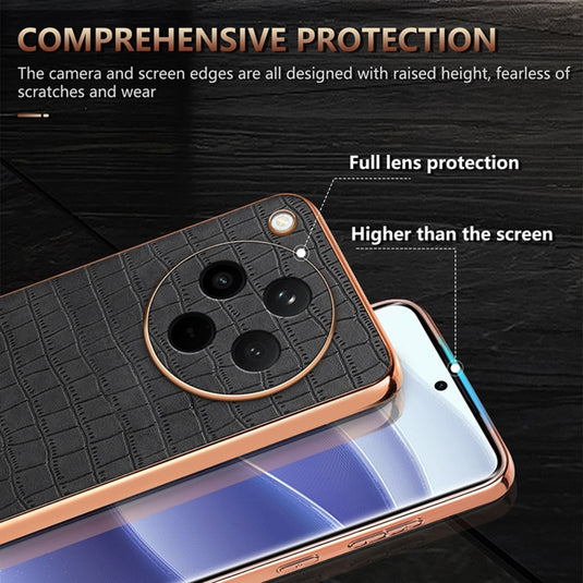 OPPO Find X7/Ultra - Electroplated Frame Crocodile Texture Full-Coverage Shockproof Phone Case