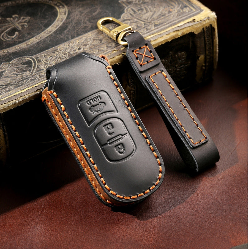 Load image into Gallery viewer, Mazda Handcrafted Genuine Leather Folding Key Protective Case For CX-5, CX-4, CX-3
