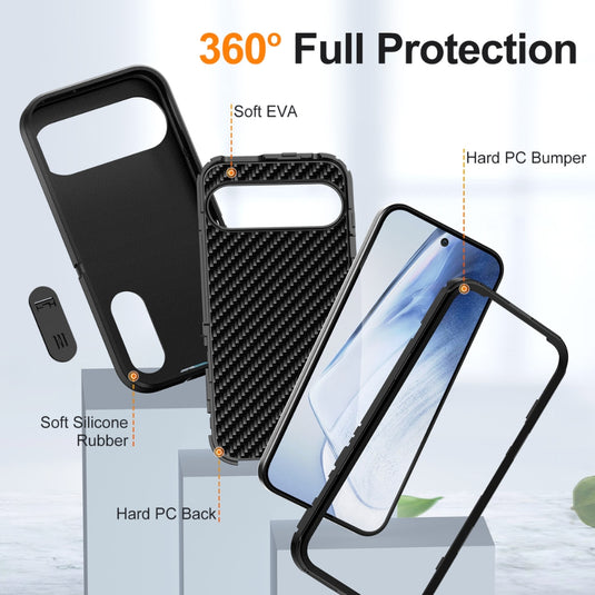 Google Pixel 9/Pro/Pro XL - PC+Silicone Stylish Shockproof Protective Case with Stand