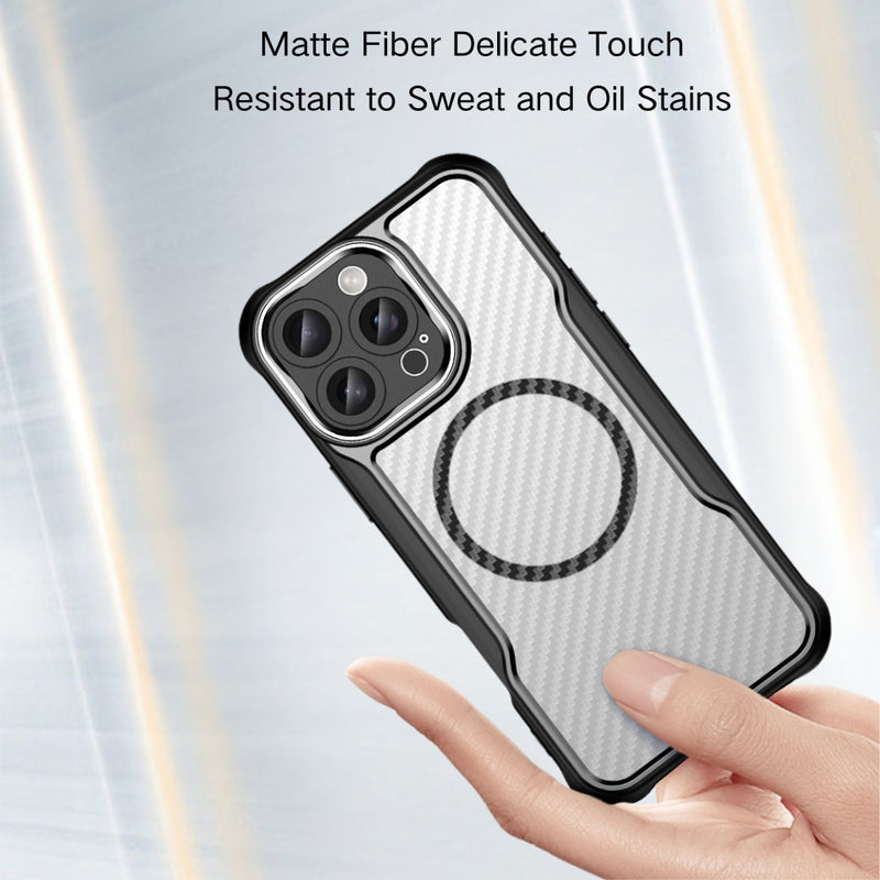 Load image into Gallery viewer, [Magsafe Compatible] Apple iPhone 16/Plus/Pro/Max/e - Carbon Fiber Texture MagSafe Translucent Phone Case
