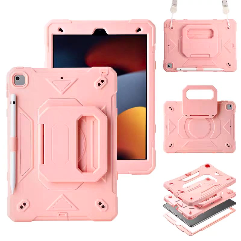 Load image into Gallery viewer, [Built-in Stand] Apple iPad 7/8/9 10.2&#39;&#39; 7/8/9th Gen (2019/2020/2021) Rotating Hand Strap Shockproof Protective Case With Pencil Slot
