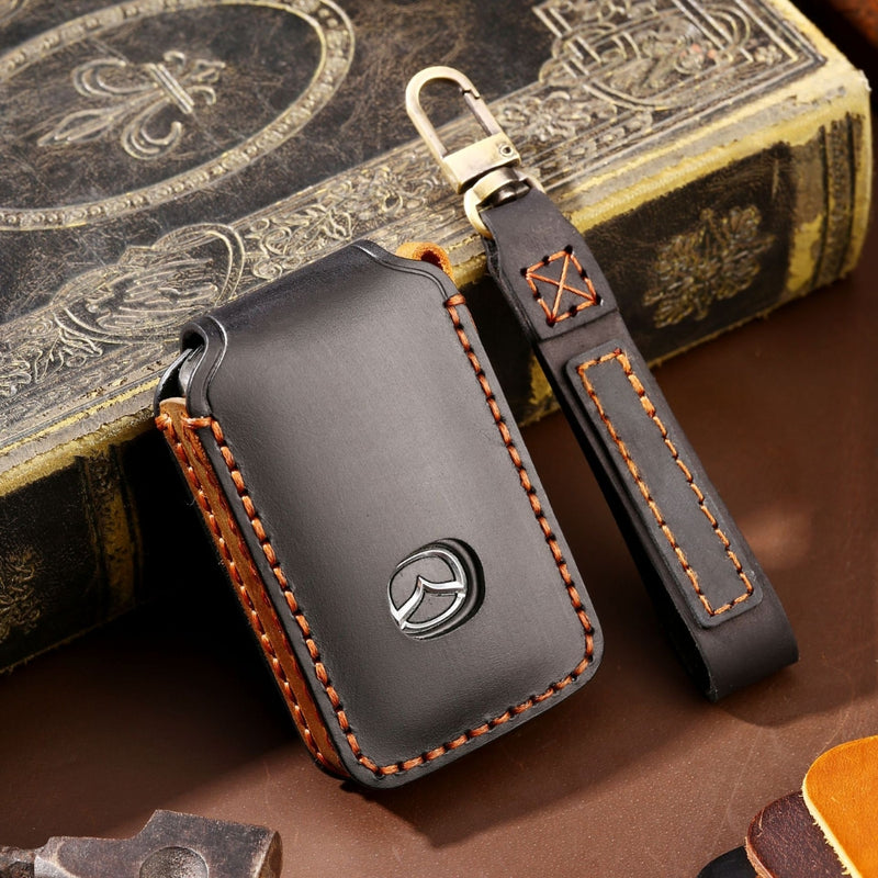 Load image into Gallery viewer, Mazda Handcrafted Genuine Leather Folding Key Protective Case For CX-5, CX-3, CX-30, CX-9
