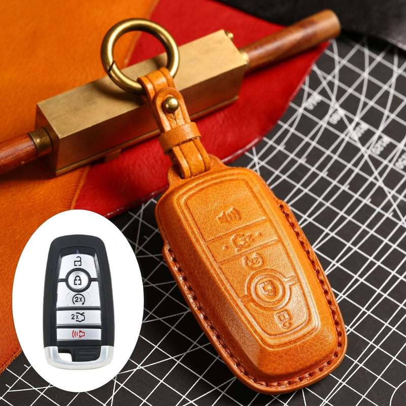 Load image into Gallery viewer, Ford Handcrafted Genuine Leather Folding Key Protective Case For Raptor F-150, Focus, Escort, Mondeo, Edge, Explorer, Mustang
