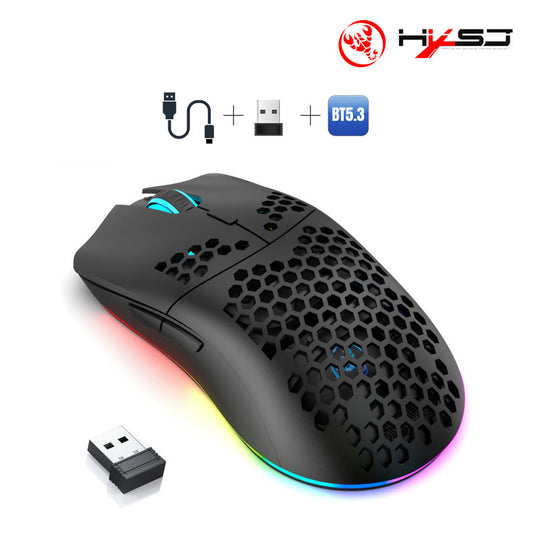 Wireless Lightweight RGB Gaming Mouse With Honeycomb Shell 6 Programmable Buttons