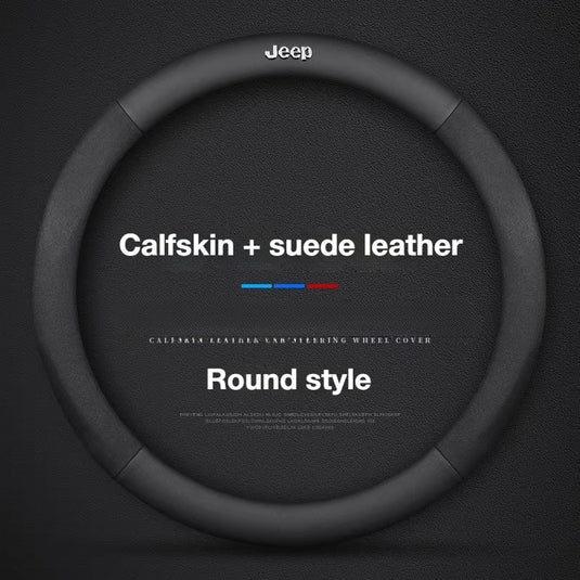 Jeep Genuine Cowhide Leather Steering Wheel Cover For Wrangler, Cherokee, Renegade, Compass, Grand Commander - i-Station Mobile Phone & Electronic Device Repair and Accessories