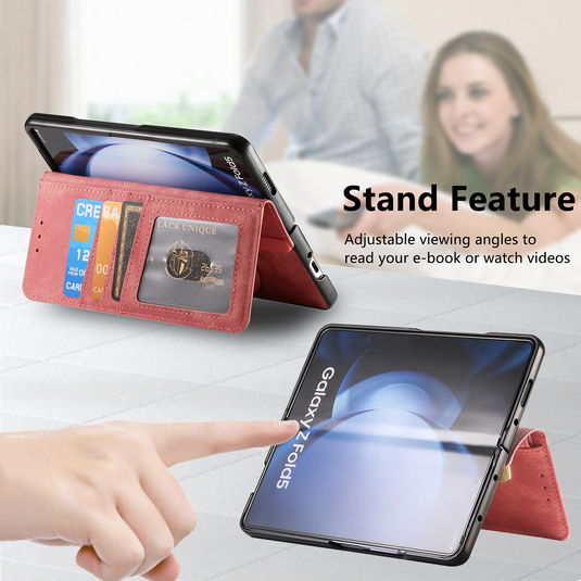 [With Card Slot] Samsung Galaxy Z Fold7 - Multi-functional Leather Wallet Case With Magnetic Flip Cover
