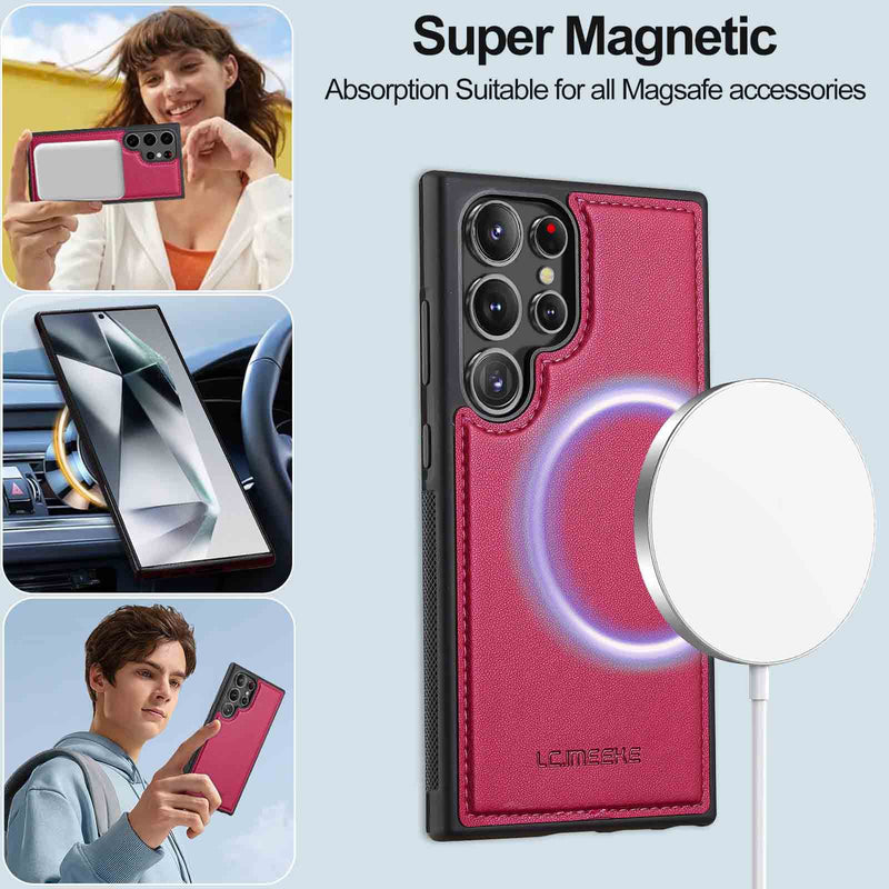 Load image into Gallery viewer, [2-in-1 Detachable][With Card Slot] Samsung Galaxy S23/Ultra/Plus/FE - Magnetic Detachable Flip Leather Essentials Series Case With Lanyard
