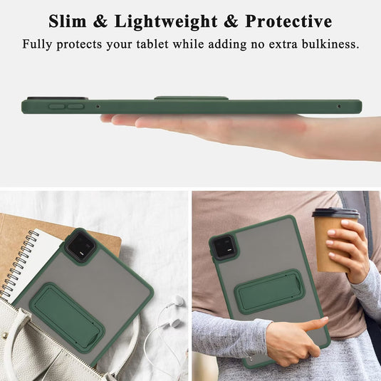 [Built-in Stand] Xiaomi Redmi Pad SE 11’’ 2023 (23073RPBFG) Matte Transparent Full-protection Shockproof Case