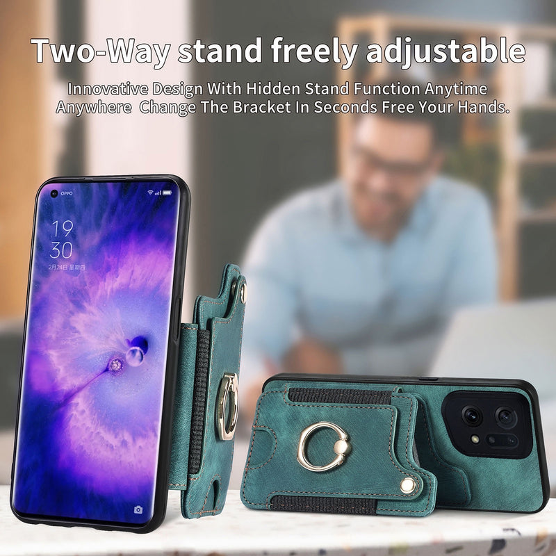 Load image into Gallery viewer, [Built-in Ring Kickstand] OPPO A80 5G - Multi-functional Wallet Stand Shockproof Case With Lanyard
