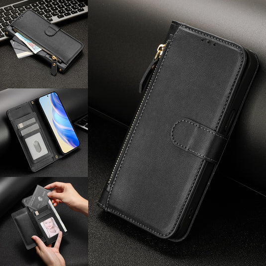 [With Card Slot] VIVO T3x 5G - Multi Functional Leather Magnetic Closure Filp Wallet Case