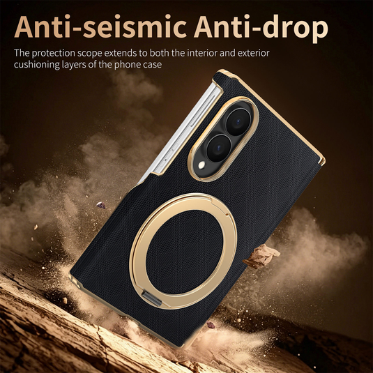 Samsung Galaxy Z Fold8 (SM-F971) - Premium Electroplated Business Magnetic Stand Case with Hinge Protection
