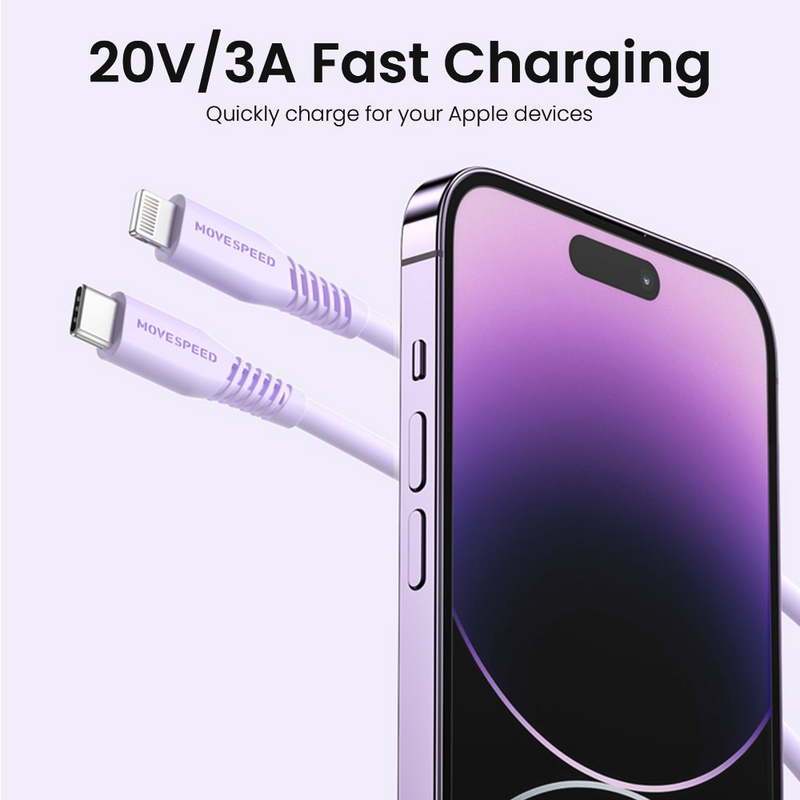Load image into Gallery viewer, MOVE SPEED 20V/3A USB-C to Lightning Colorful Charging Cable 1.2m (YSUCM04-CL12)
