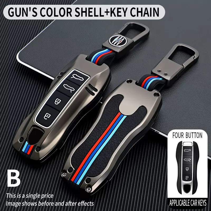 Load image into Gallery viewer, Porsche Metal Shell &amp; Soft Silicone Full Protection Car Key Fob Case Cover For Cayenne, Panamera, 911
