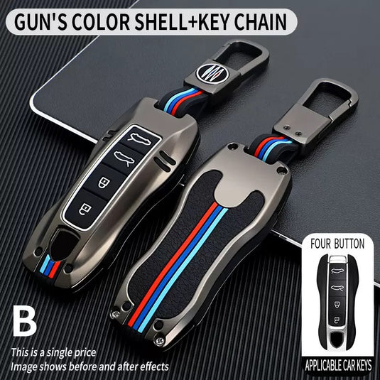 Porsche Metal Shell & Soft Silicone Full Protection Car Key Fob Case Cover For Cayenne, Panamera, 911