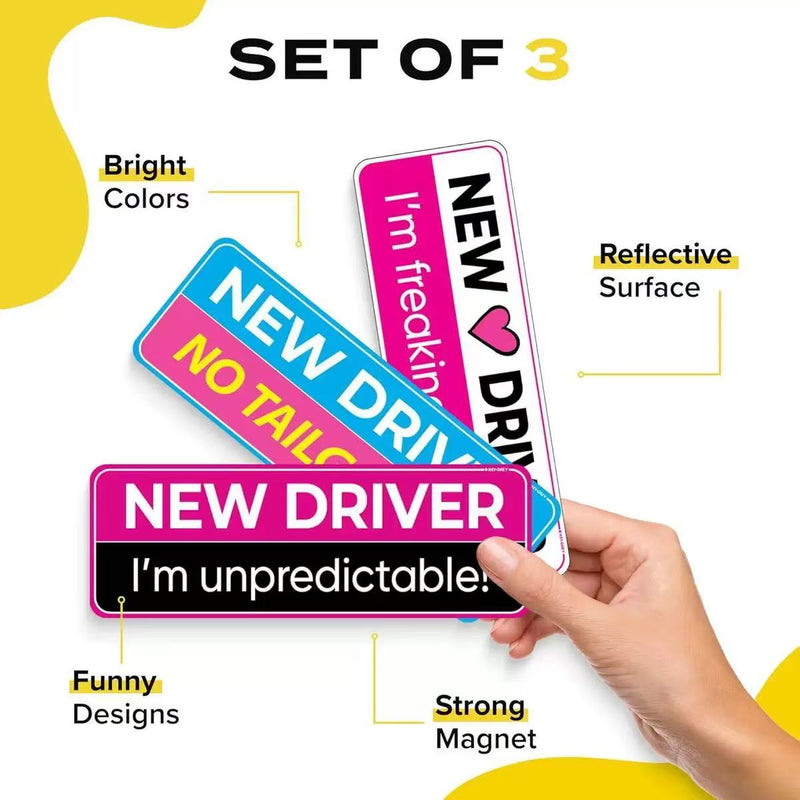 Load image into Gallery viewer, Universal Magnetic New Driver Car Sign – Removable &amp; Reusable Safety Sticker for Vehicles (3 Pack) - i-Station Mobile Phone &amp; Electronic Device Repair and Accessories
