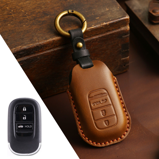 Honda Handcrafted Genuine Leather Car Key Fob Case Cover For CR-V, Accord, Civic, HR-V, Pilot
