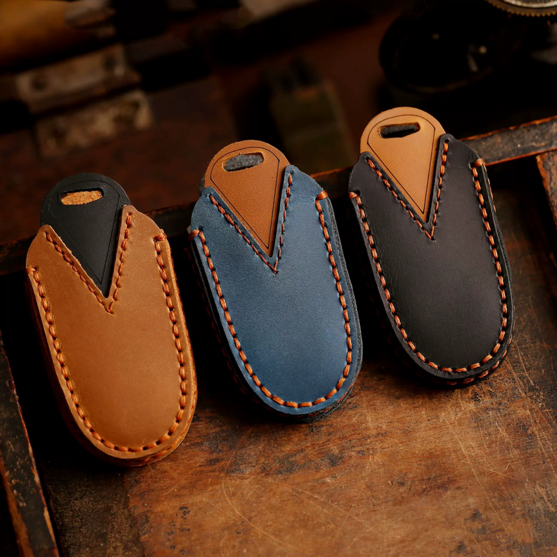 Load image into Gallery viewer, Tesla Handcrafted Genuine Leather Car Key Fob Protective Cover Case For Model 3, Y, S, X
