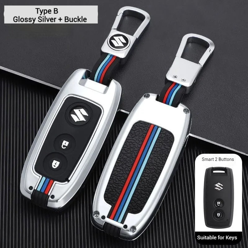 Load image into Gallery viewer, Suzuki Metal Shell &amp; Soft Silicone Full Protection Car Key Fob Case Cover For Swift, Vitara, S-Cross, SX4
