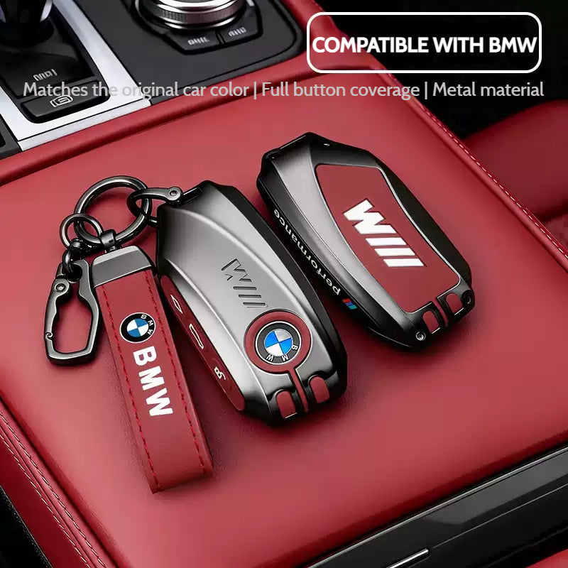 Load image into Gallery viewer, BMW Premium Leather Protection Car Key Fob Case Cover For BMW 5 Series (530), 3 Series (330Li), 7 Series, X1, X3, X5, iX3 (2026)
