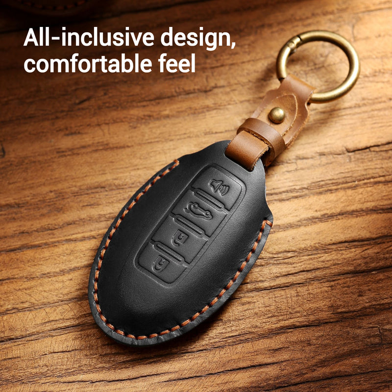 Load image into Gallery viewer, Nissan Handcrafted Genuine Leather Car Key Fob Case Cover For Pathfinder, Murano, Micra, Altima, Sentra,  Note, Juke, Armada, Qashqai
