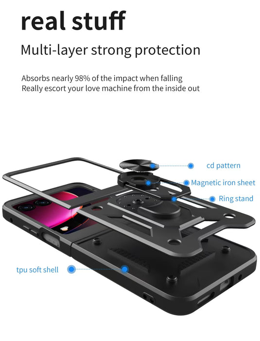 [Built-in Ring Bracket] Motorola Moto Razr 40/Ultra Minimalist Shockproof Phone Stand Series Case