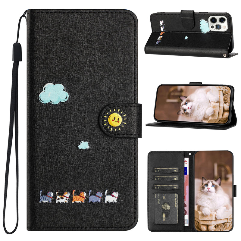 Load image into Gallery viewer, [With Card Slot] Apple iPhone 15/Plus/Pro/Pro Max Cartoon Flip Genuine Leather Series Case
