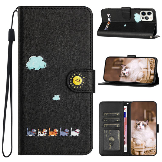 [With Card Slot] Apple iPhone 15/Plus/Pro/Pro Max Cartoon Flip Genuine Leather Series Case