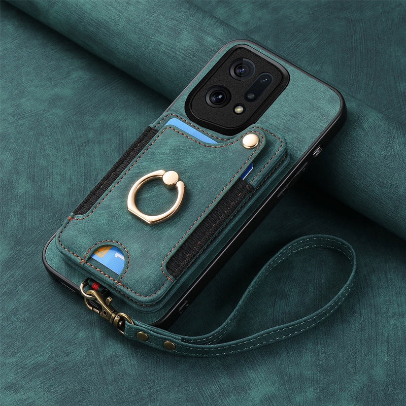 Load image into Gallery viewer, [Built-in Ring Kickstand] OPPO A80 5G - Multi-functional Wallet Stand Shockproof Case With Lanyard
