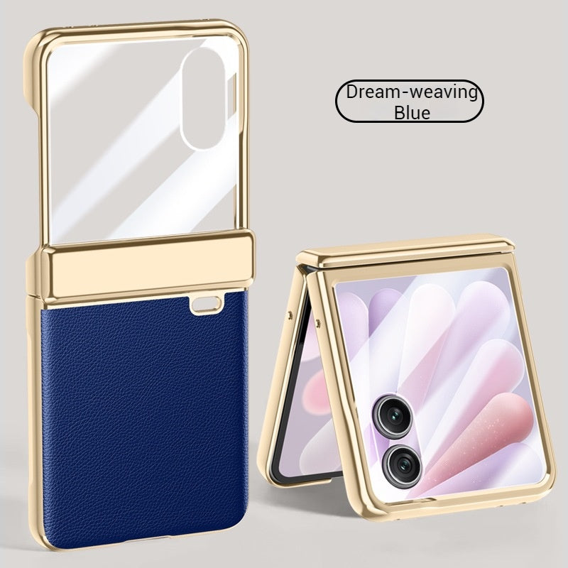 Load image into Gallery viewer, Honor Magic V Flip 2 Electroplated Chain Shockproof Plain Leather Essentials Series Case With Screen Protector
