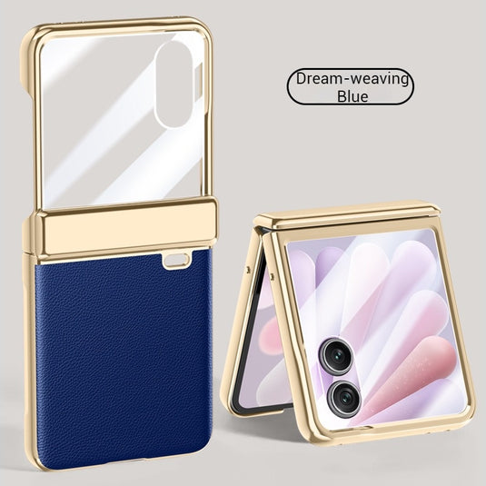 Honor Magic V Flip 2 Electroplated Chain Shockproof Plain Leather Essentials Series Case With Screen Protector