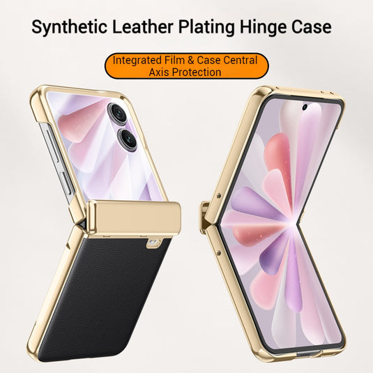 Honor Magic V Flip 2 Electroplated Chain Shockproof Plain Leather Essentials Series Case With Screen Protector