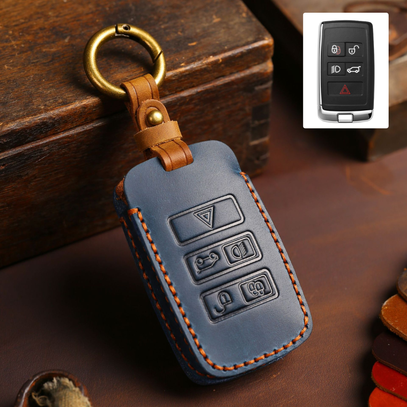 Load image into Gallery viewer, Land Rover Genuine Leather Protection Car Key Fob Case Cover for Range Sport, Evoque, Velar, Discovery 5, Jaguar E-Pace 2018-up
