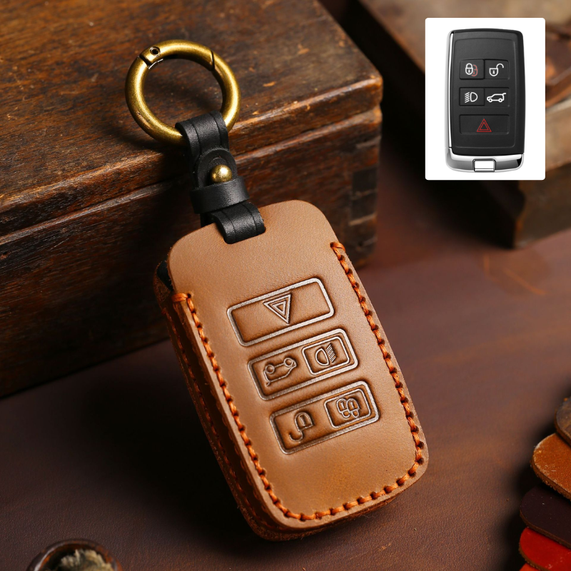 Load image into Gallery viewer, Land Rover Genuine Leather Protection Car Key Fob Case Cover for Range Sport, Evoque, Velar, Discovery 5, Jaguar E-Pace 2018-up
