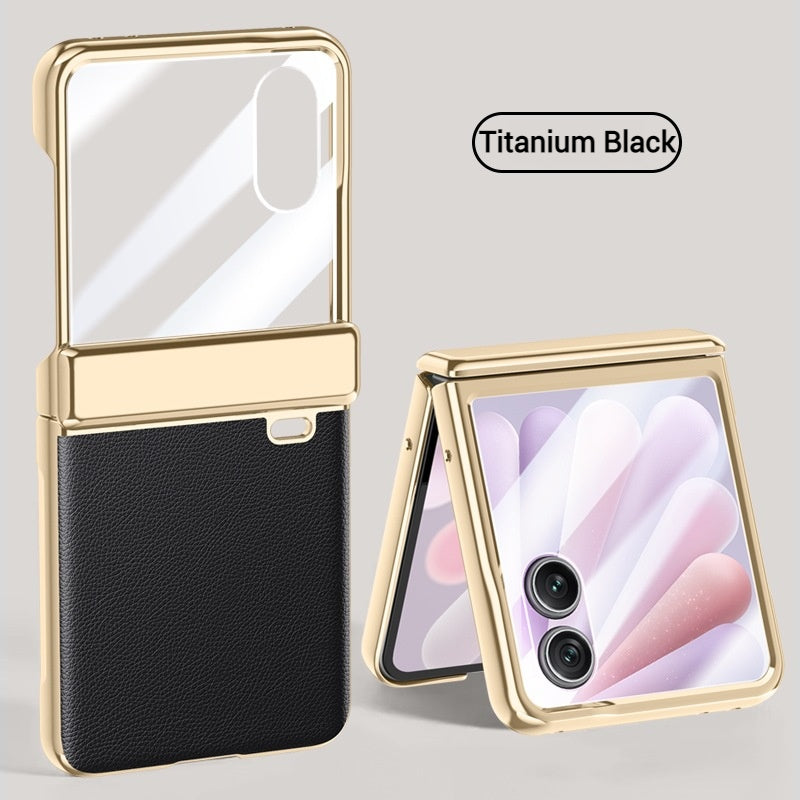 Load image into Gallery viewer, Honor Magic V Flip 2 Electroplated Chain Shockproof Plain Leather Essentials Series Case With Screen Protector
