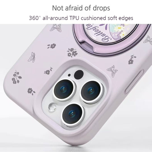 [Built-in Stand] Apple iPhone 17/Air/Pro/Max - Floral Butterfly Liquid Silicone Shockproof Phone Case
