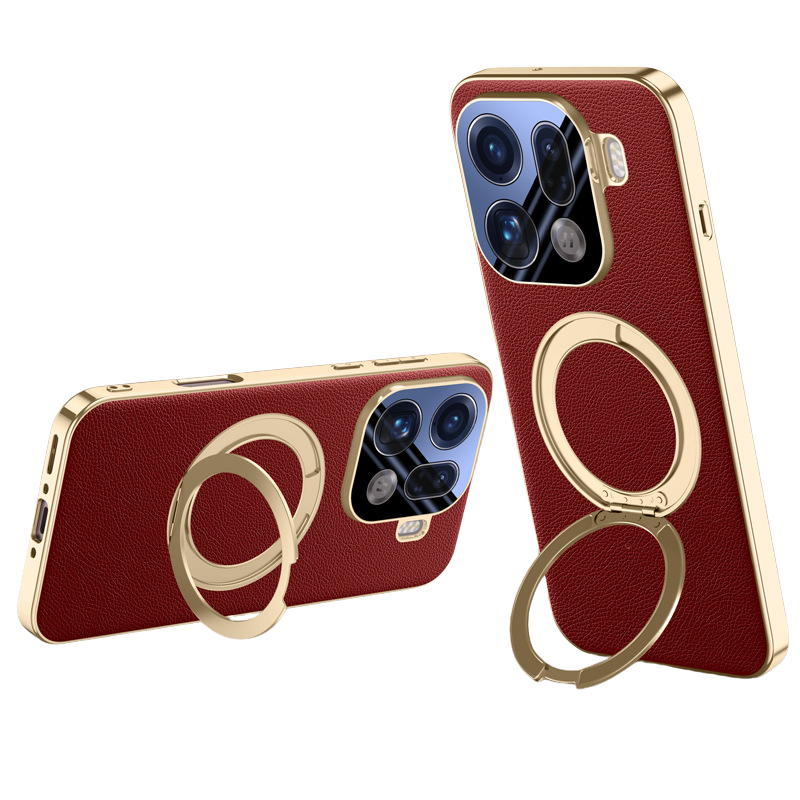 [Magsafe Compatible][With Metal Bracket] OPPO Find X9/Pro - PU Leather Full Coverage Shockproof Case - i-Station Mobile Phone & Electronic Device Repair and Accessories