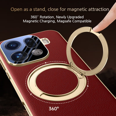 [Magsafe Compatible][With Metal Bracket] OPPO Find X9/Pro - PU Leather Full Coverage Shockproof Case - i-Station Mobile Phone & Electronic Device Repair and Accessories