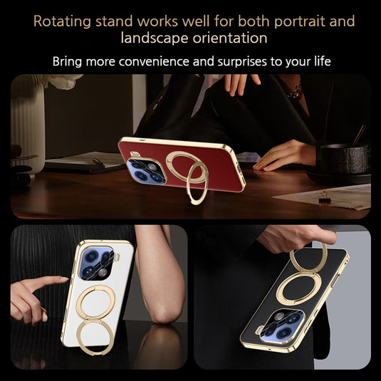 [Magsafe Compatible][With Metal Bracket] OPPO Find X9/Pro - PU Leather Full Coverage Shockproof Case - i-Station Mobile Phone & Electronic Device Repair and Accessories