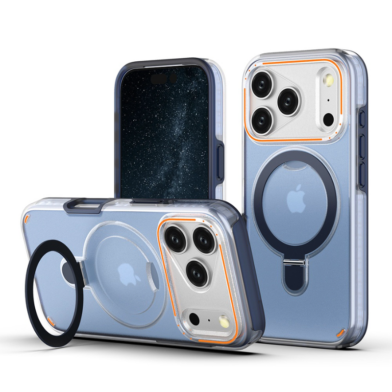 Load image into Gallery viewer, [Built-in Metal Ring Stand][Magsafe Compatible] Apple iPhone 17/Air/Pro/Pro Max Transparent Full-Body Shockproof Phone Case
