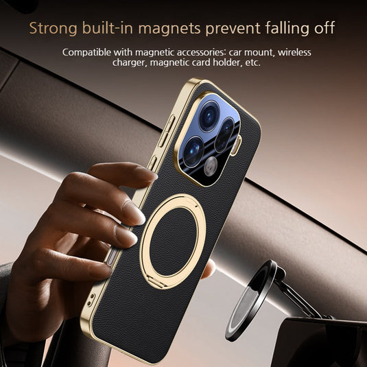[Magsafe Compatible][With Metal Bracket] OPPO Find X9/Pro - PU Leather Full Coverage Shockproof Case - i-Station Mobile Phone & Electronic Device Repair and Accessories