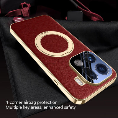 [Magsafe Compatible][With Metal Bracket] OPPO Find X9/Pro - PU Leather Full Coverage Shockproof Case - i-Station Mobile Phone & Electronic Device Repair and Accessories
