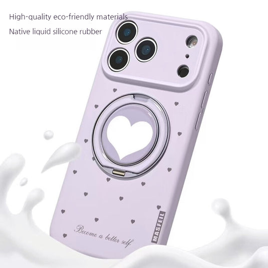 [Built-in Stand] Apple iPhone 17/Air/Pro/Max - Heart-shaped Full-Cover Shockproof Phone Case
