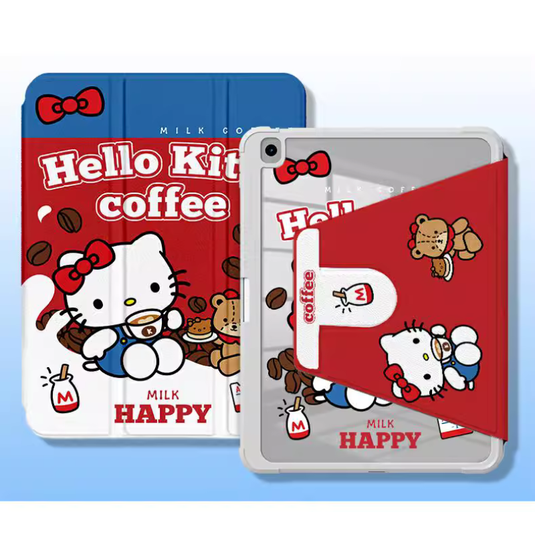 [Built-in Pen Slot] Apple iPad 7/8/9 10.2'' 7/8/9th Gen (2019/2020/2021) Hello Kitty Smart 360° Degree Rotate Stand Shockproof Flip Cover Case