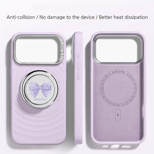 [Built-in Stand] Apple iPhone 17 Pro/Pro Max - Wavy Texture Liquid Silicone Shockproof Full Cover Case